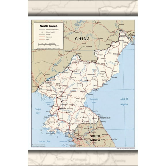 24"x36" Gallery Poster, cia map of north korea 2005