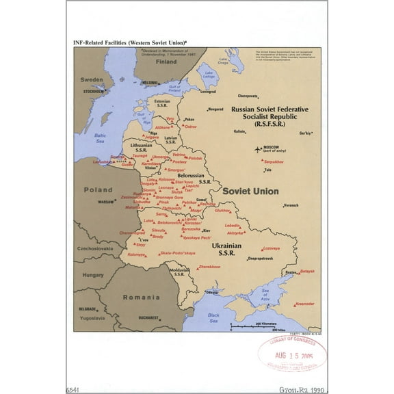 24"x36" Gallery Poster, cia map w soviet union INF nuclear weapons 1990