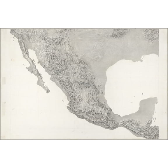 24"x36" Gallery Poster, cia terrain map of Mexico