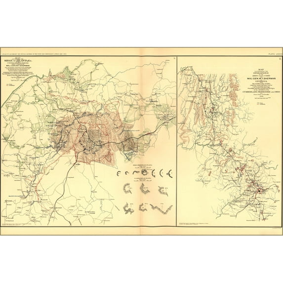 24"x36" Gallery Poster, civil war map Atlanta (GA), Georgia