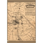 24"x36" Gallery Poster, civil war map of Richmond, Virginia 1863