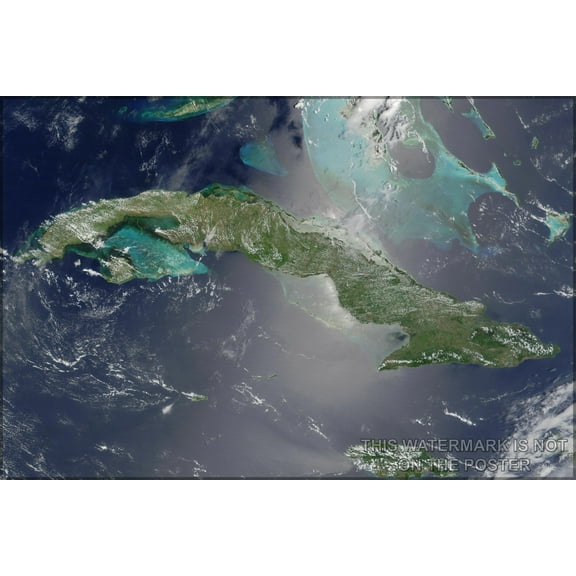 24"x36" Gallery Poster, cuba satellite map