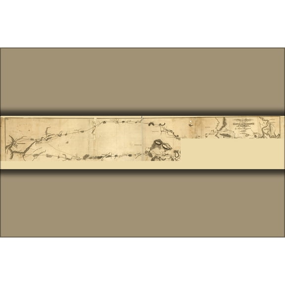 24"x36" Gallery Poster, earliest u.s. railroad map survey Boston 1828