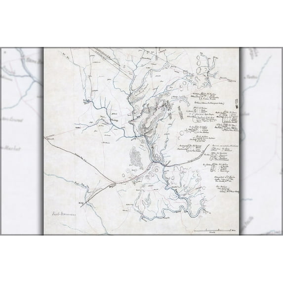 24"x36" Gallery Poster, first manassas Confederate map from the American Civil War of First Manassas (First Battle of Bull Run)