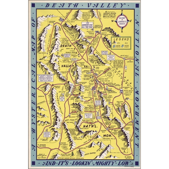 24"x36" Gallery Poster, funny map of Death Valley National Monument 1948