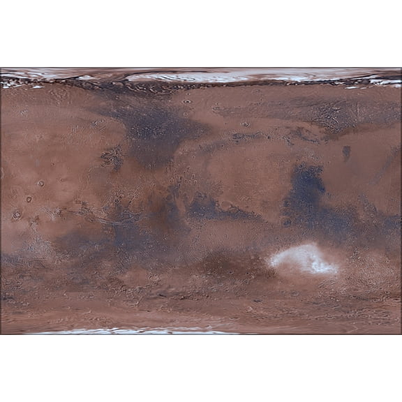 24"x36" Gallery Poster, global image map of Mars from viking data