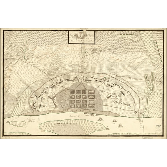 24"x36" Gallery Poster, map French & rebel siege Savannah Georgia 1779
