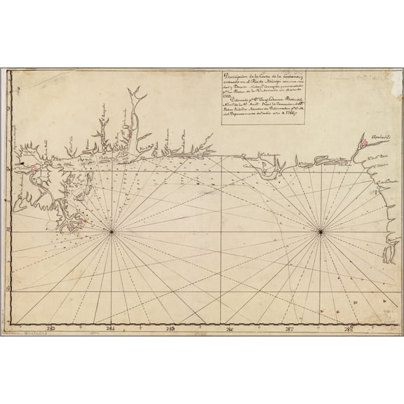 24"x36" Gallery Poster, map Gulf Coast Mississippi River Cedar Keys 1786