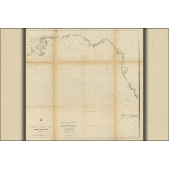 24"x36" Gallery Poster, map Gulf coast Key West to Rio Grande 1863 p1