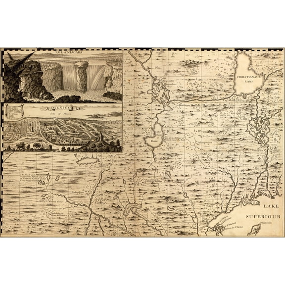 24"x36" Gallery Poster, map Lake Superior ontario canada 1733