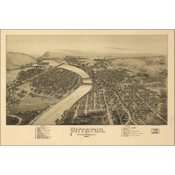 24"x36" Gallery Poster, map Pittston West Pittston Pennsylvania 1892