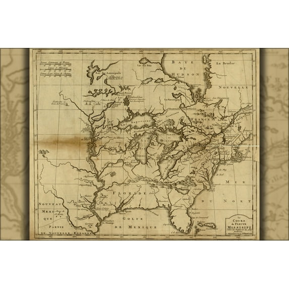 24"x36" Gallery Poster, map north america pre united states 1737 french