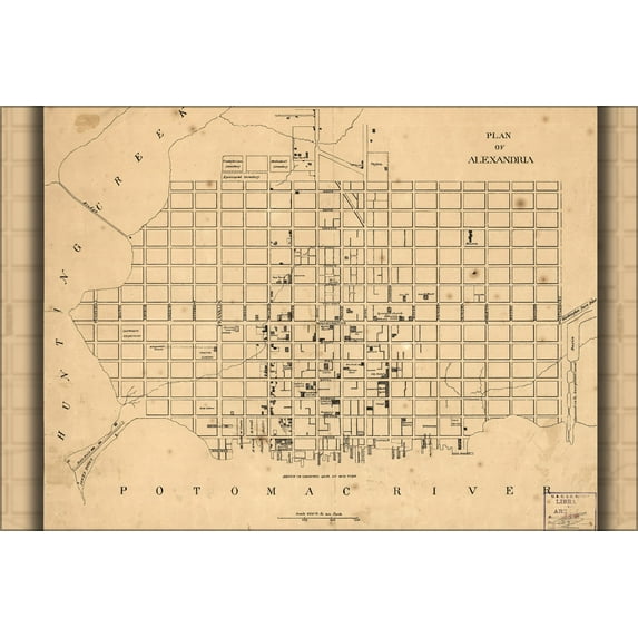 24"x36" Gallery Poster, map of Alexandria virginia 1862