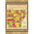 thumbnail image 1 of 24"x36" Gallery Poster, map of Arkansas canals roads & distances 1847, 1 of 1