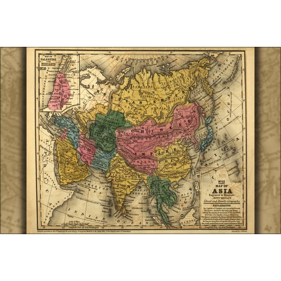 24"x36" Gallery Poster, map of Asia 1839