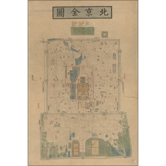 24"x36" Gallery Poster, map of Beijing china 1880