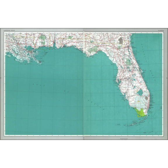 24"x36" Gallery Poster, map of Florida 1970
