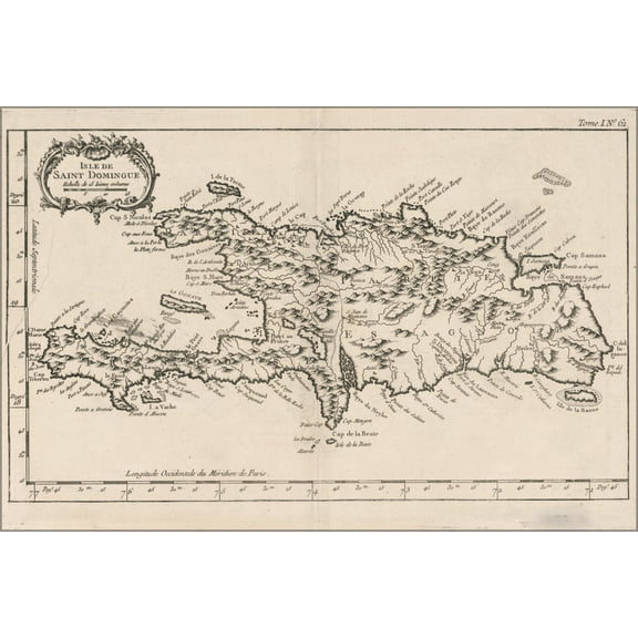24"x36" Gallery Poster, map of Hispaniola haiti dominican republic 1764