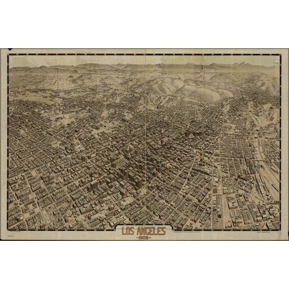 24"x36" Gallery Poster, map of Los Angeles, 1909 p2