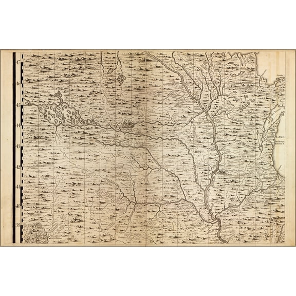 24"x36" Gallery Poster, map of Mississippi river 1733