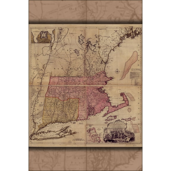 24"x36" Gallery Poster, map of New England 1755 p1