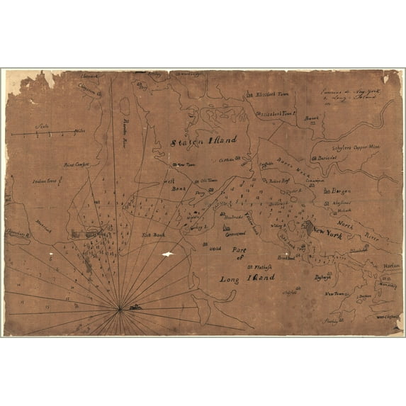 24"x36" Gallery Poster, map of New York city Long Island 1781