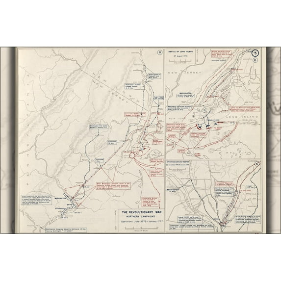 24"x36" Gallery Poster, map of New York city & Trenton, 1776-77