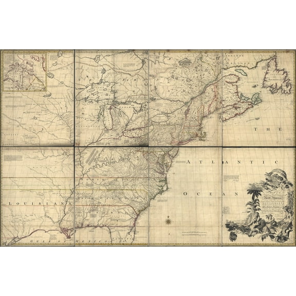 24"x36" Gallery Poster, map of North America pre united states 1755 p3