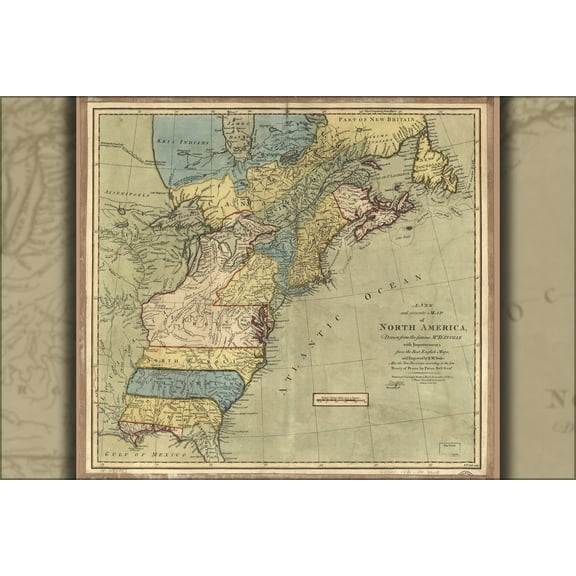 24"x36" Gallery Poster, map of North America pre united states 1771