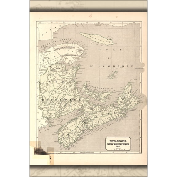 24"x36" Gallery Poster, map of Nova Scotia New Brunswick &c. 1842