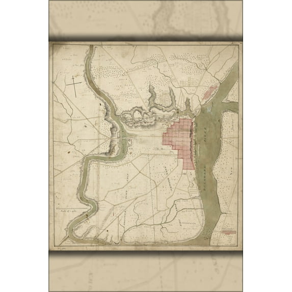 24"x36" Gallery Poster, map of Philadelphia and neighborhood 1778