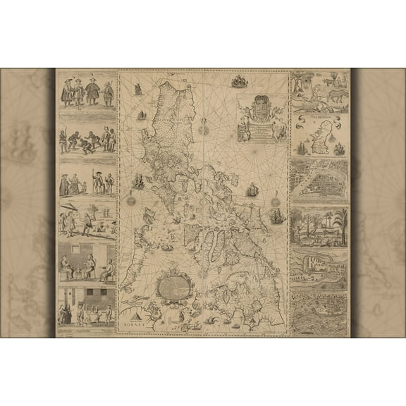 24"x36" Gallery Poster, map of Philippines 1734