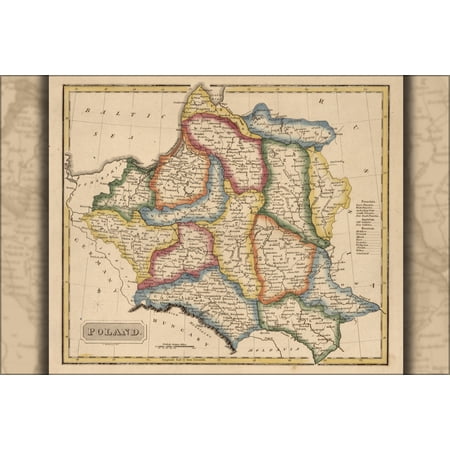 24"x36" Gallery Poster, map of Poland 1817
