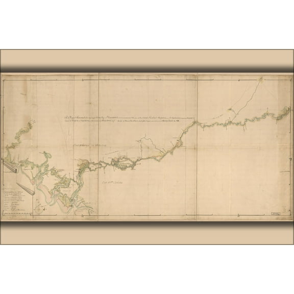 24"x36" Gallery Poster, map of Savannah River georgia 1752