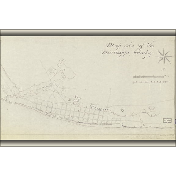 24"x36" Gallery Poster, map of St. Louis village, ca. 1804-05 saint louis