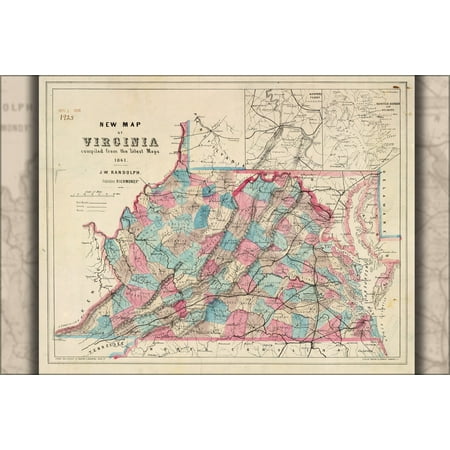 24"x36" Gallery Poster, map of Virginia 1861