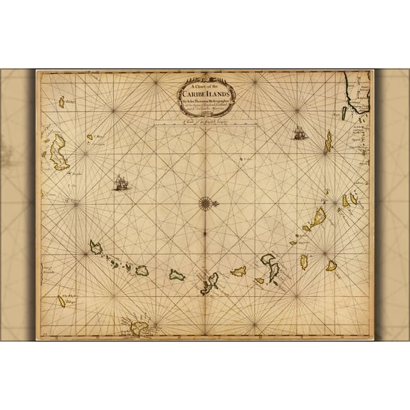 24"x36" Gallery Poster, map of West Indies 1680