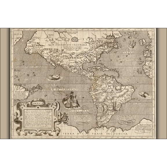 24"x36" Gallery Poster, map of america pre united states 1600