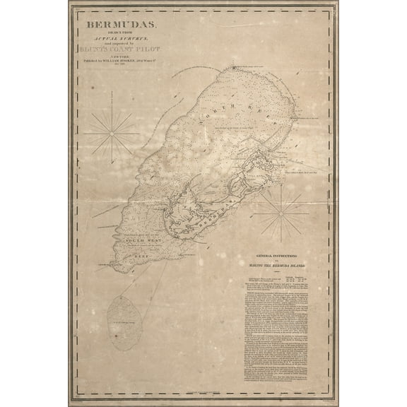 24"x36" Gallery Poster, map of bermuda 1819