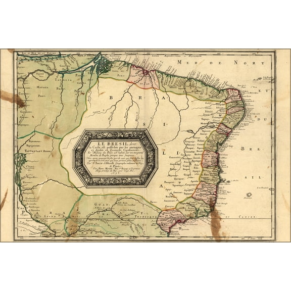 24"x36" Gallery Poster, map of brazil 1656