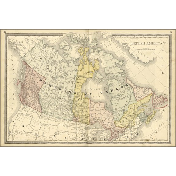 24"x36" Gallery Poster, map of canada 1881