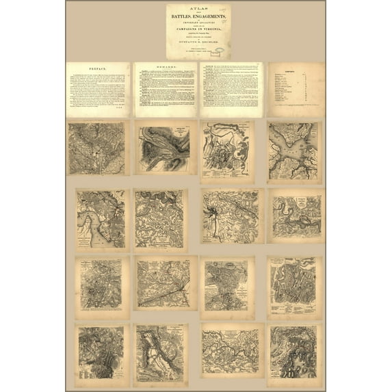 24"x36" Gallery Poster, map of civil war battles in virginia 1864