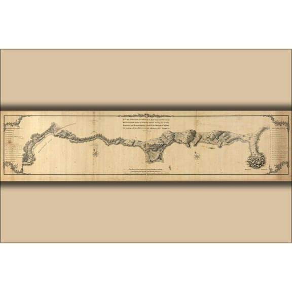 24"x36" Gallery Poster, map of coast of Gabarus Bay nova scotia 1758
