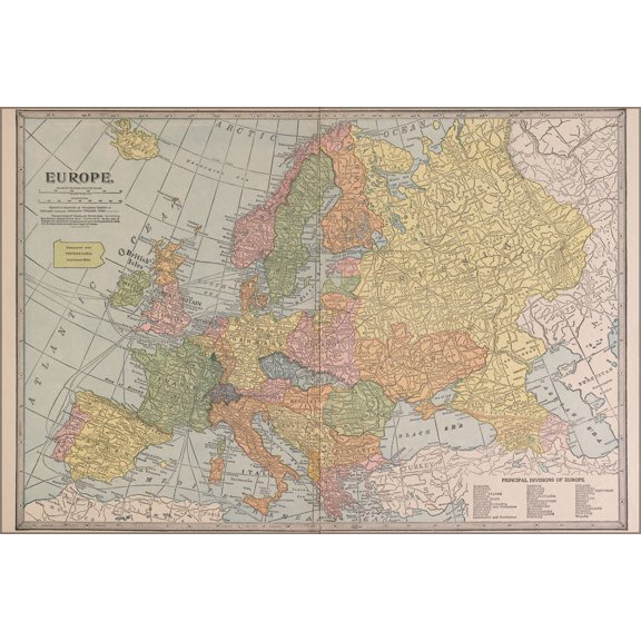 24"x36" Gallery Poster, map of europe 1927