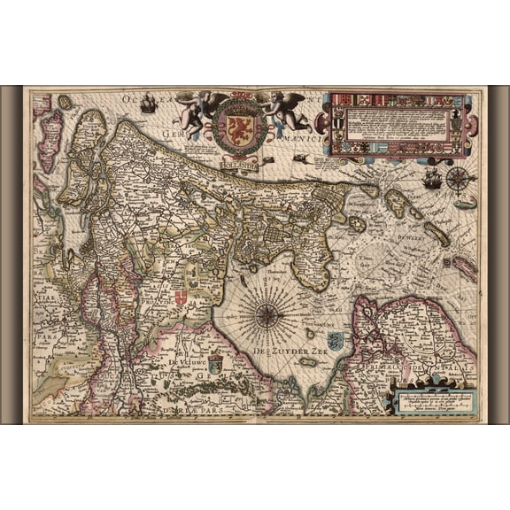 24"x36" Gallery Poster, map of holland 1622