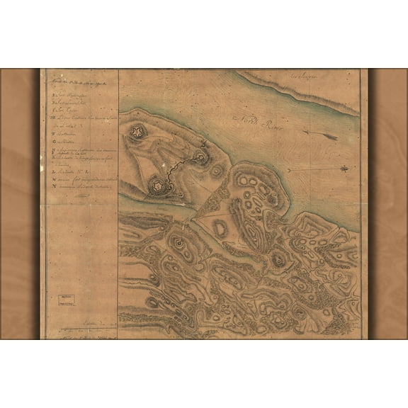 24"x36" Gallery Poster, map of manhattan new york city 1781 in french