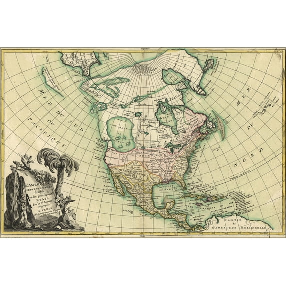 24"x36" Gallery Poster, map of north america pre united states 1762 p2