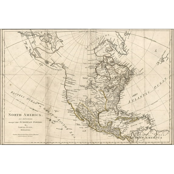 24"x36" Gallery Poster, map of north america pre united states 1776