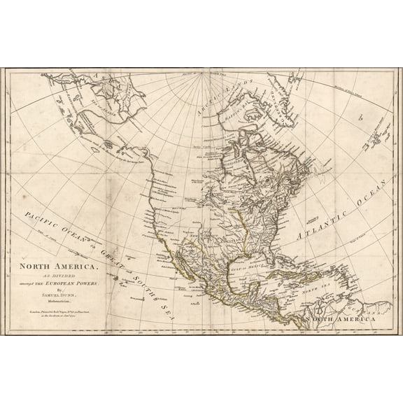 24"x36" Gallery Poster, map of north america pre united states 1776