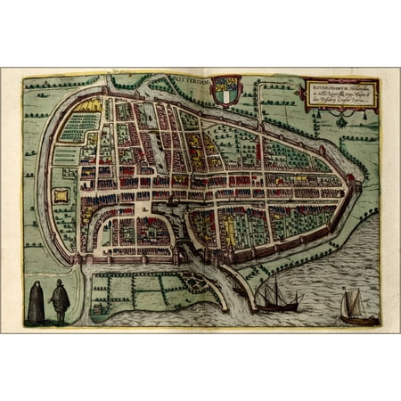 24"x36" Gallery Poster, map of rotterdam 1612
